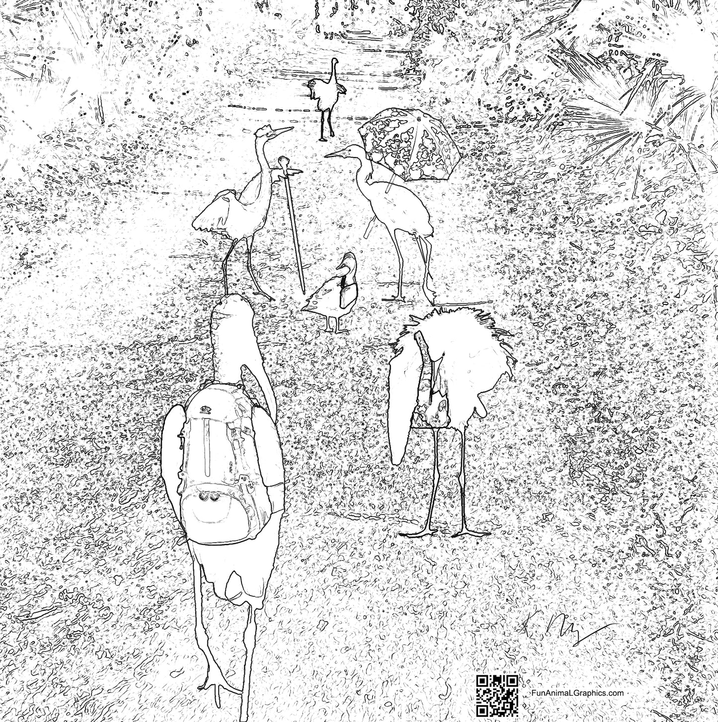 FREE "Sunday Stroll" Coloring Page - link sent to your email for download under separate cover from your order confirmation after check out. No purchase necessary. Your download link will be emailed separately in short order.