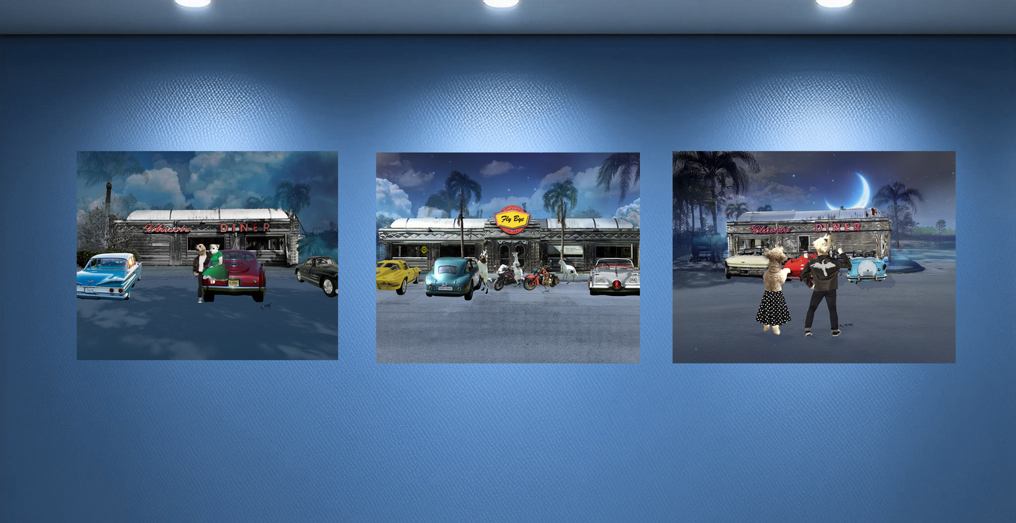 50's Diner Series- three 11"x14" panels set. Save 25%