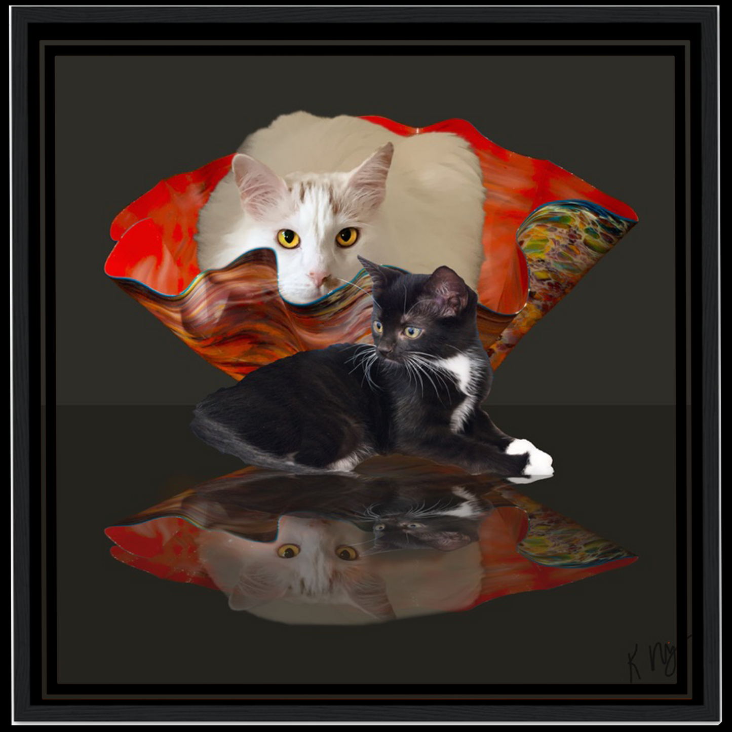 Chihuly Bowl Reflection Background (1–3 Pets)