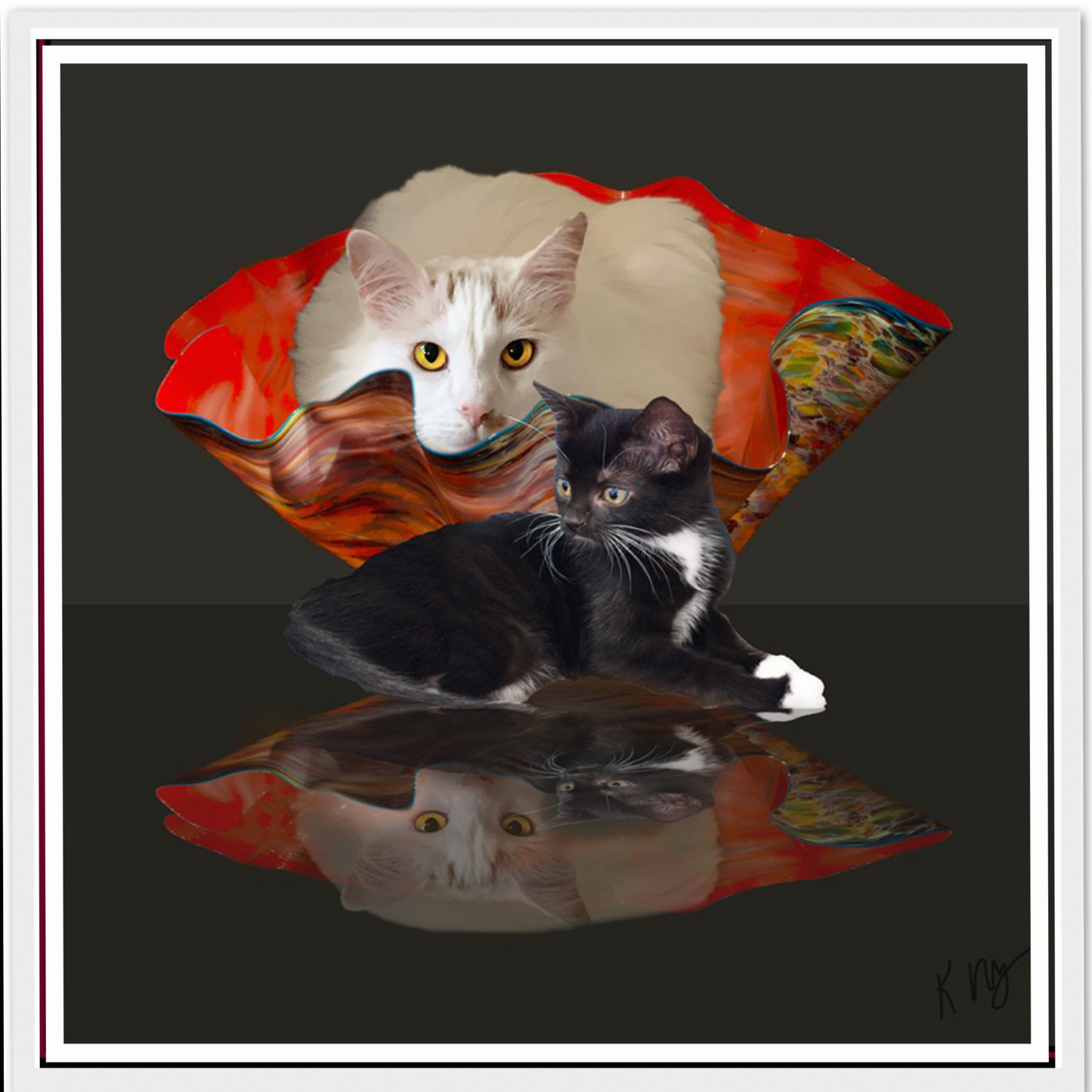 Chihuly Bowl Reflection Background (1–3 Pets)