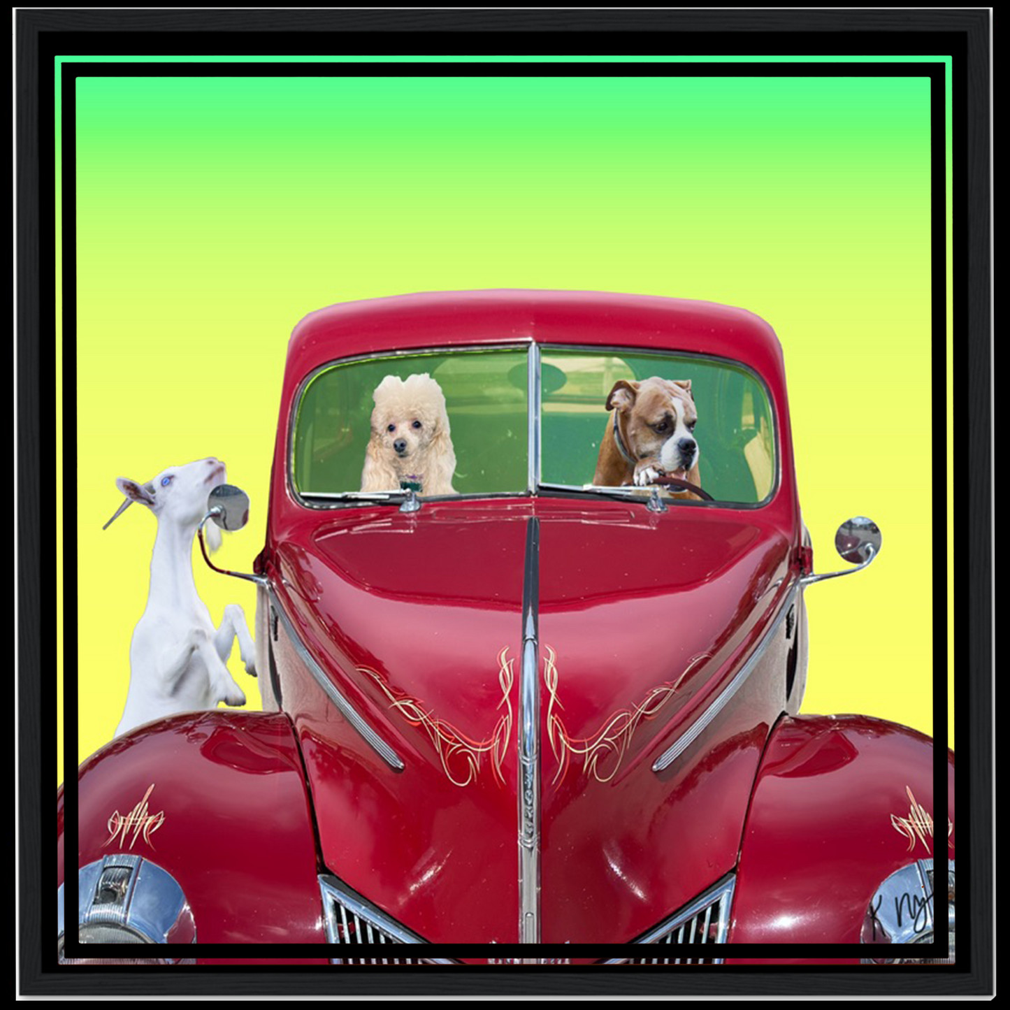 Vintage Hot Rod Car Background (1-3 Pets)