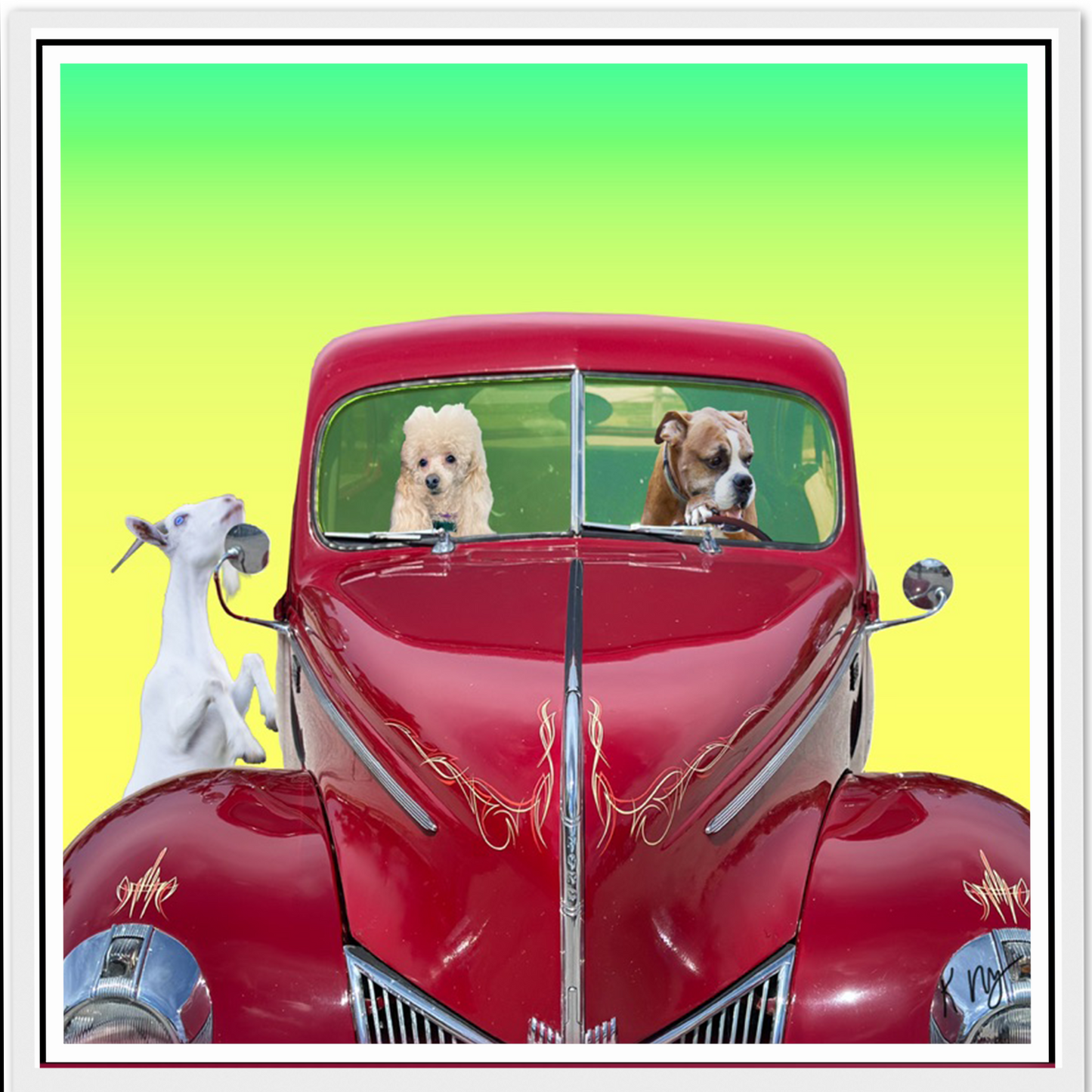 Vintage Hot Rod Car Background (1-3 Pets)